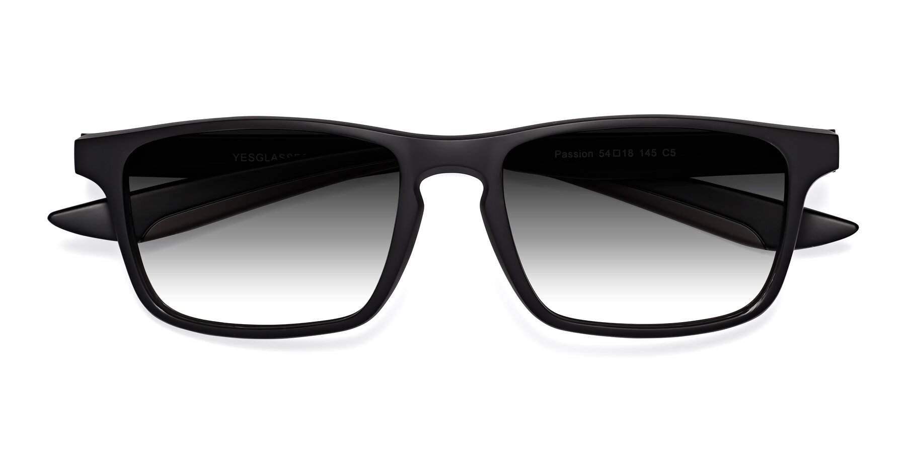 Folded Front of Passion in Matte Black-Coffee with Gray Gradient Lenses
