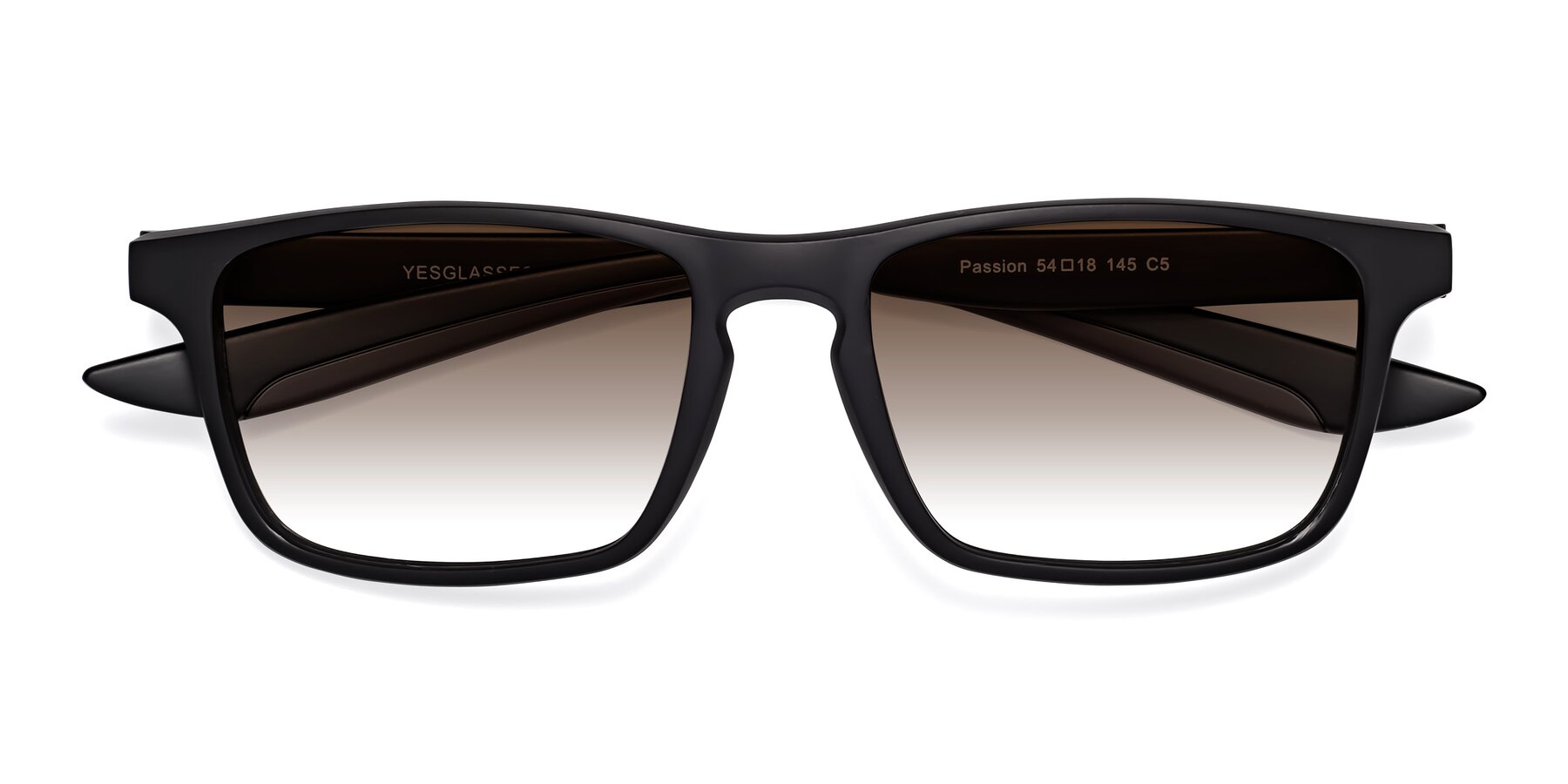 Folded Front of Passion in Matte Black-Coffee with Brown Gradient Lenses