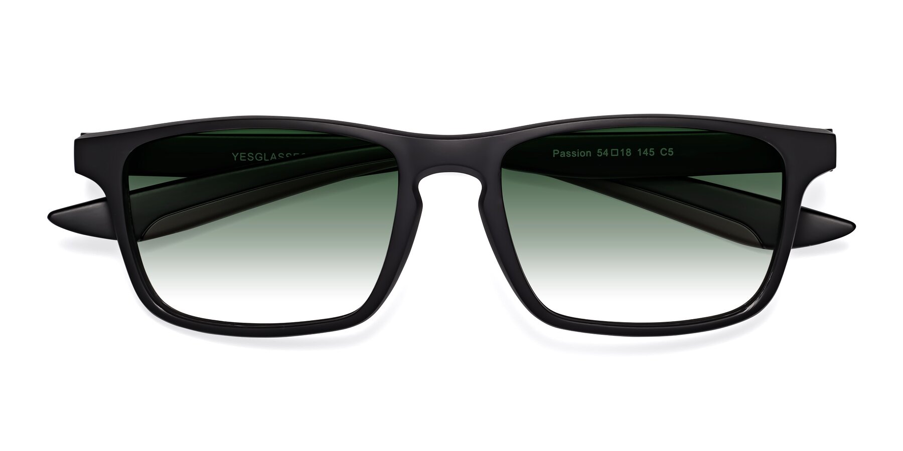 Folded Front of Passion in Matte Black-Coffee with Green Gradient Lenses