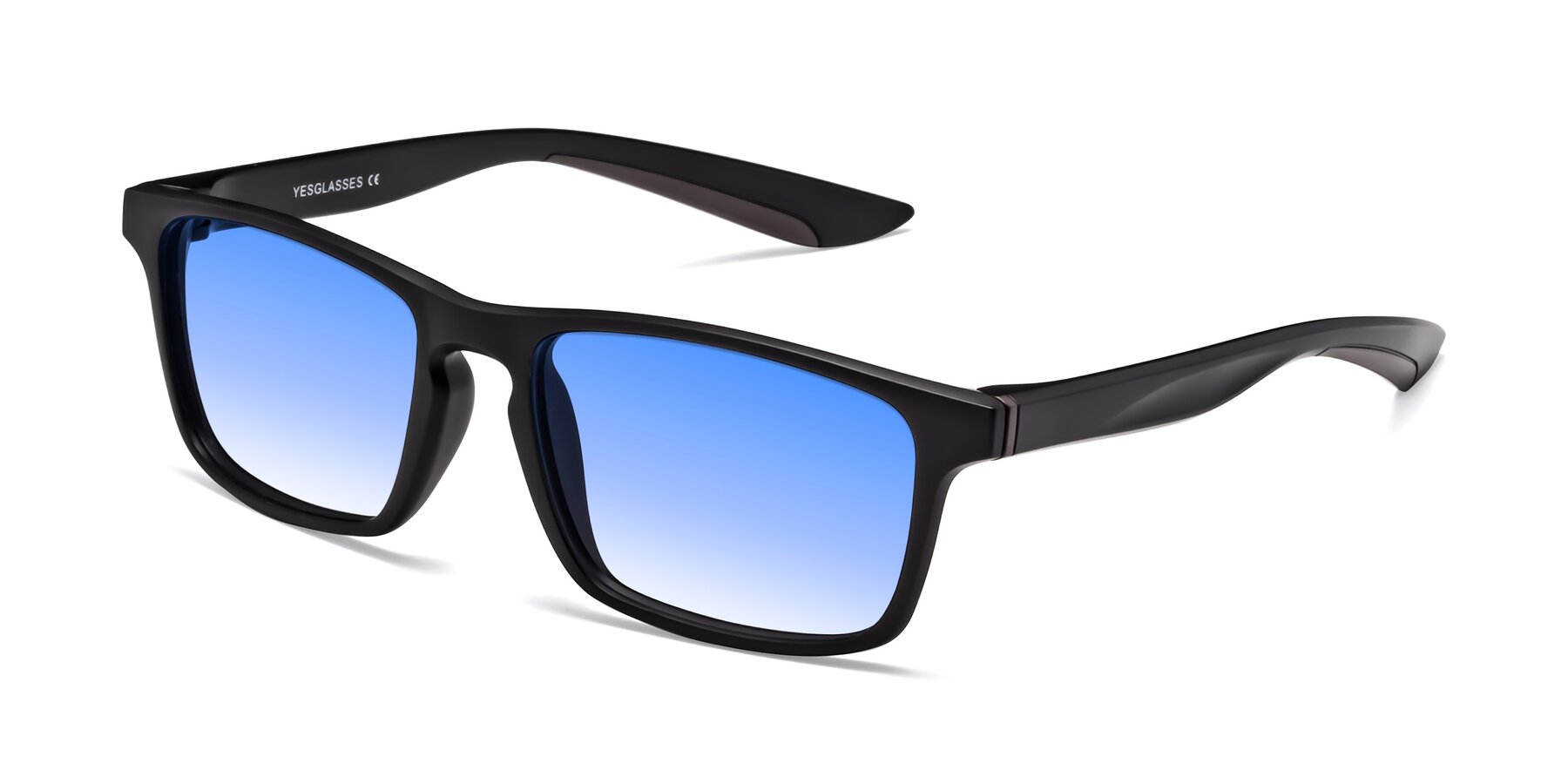 Angle of Passion in Matte Black-Coffee with Blue Gradient Lenses