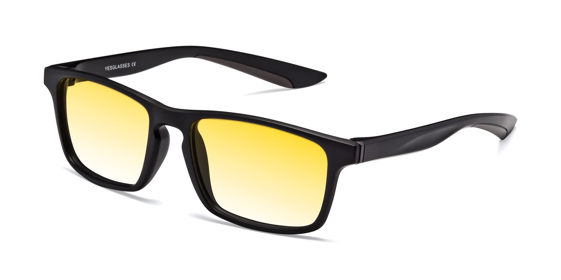 Angle of Passion in Matte Black-Coffee with Yellow Gradient Lenses