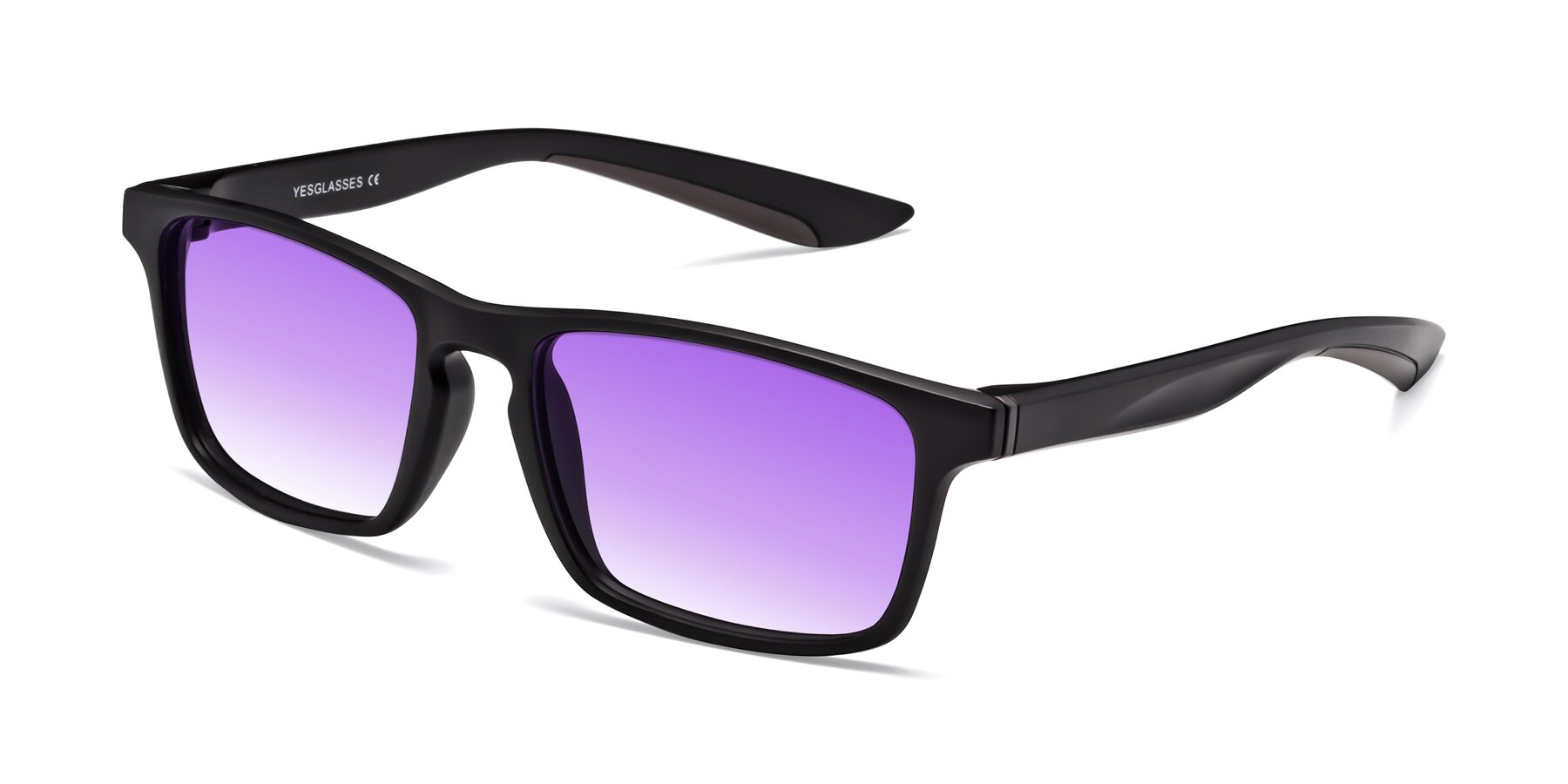 Angle of Passion in Matte Black-Coffee with Purple Gradient Lenses