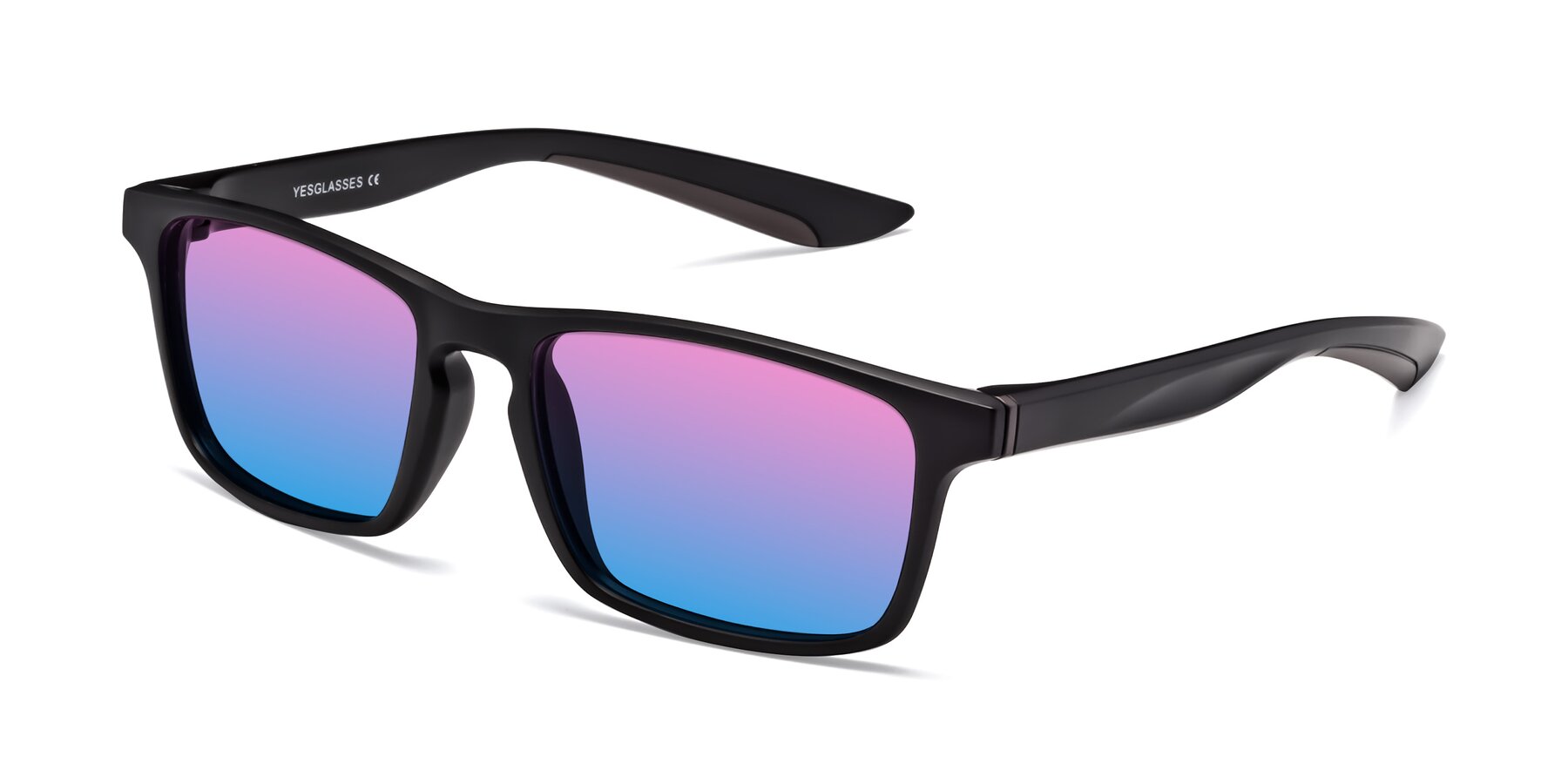 Angle of Passion in Matte Black-Coffee with Pink / Blue Gradient Lenses