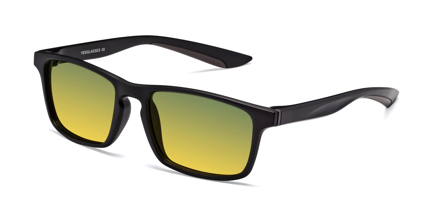Angle of Passion in Matte Black-Coffee with Green / Yellow Gradient Lenses