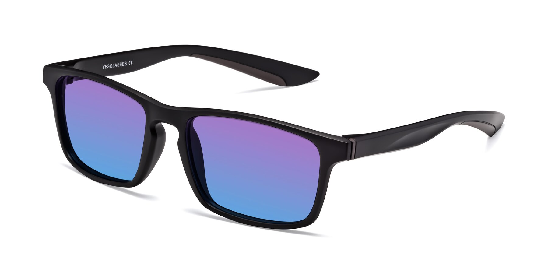 Angle of Passion in Matte Black-Coffee with Purple / Blue Gradient Lenses