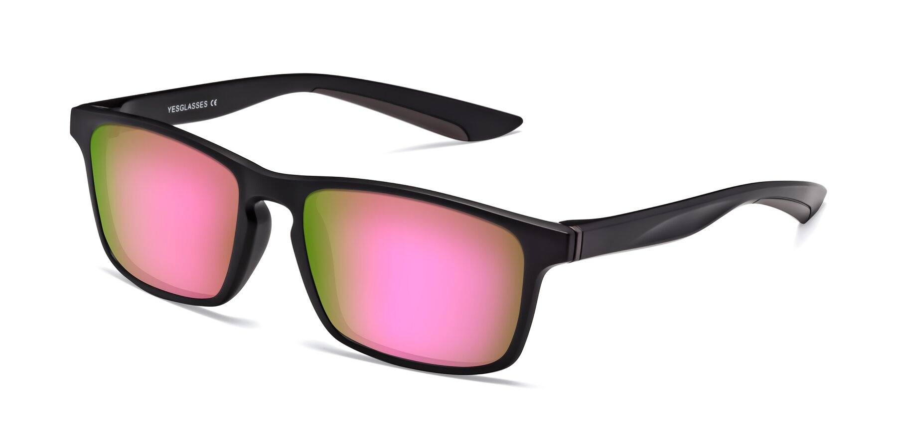 Angle of Passion in Matte Black-Coffee with Pink Mirrored Lenses