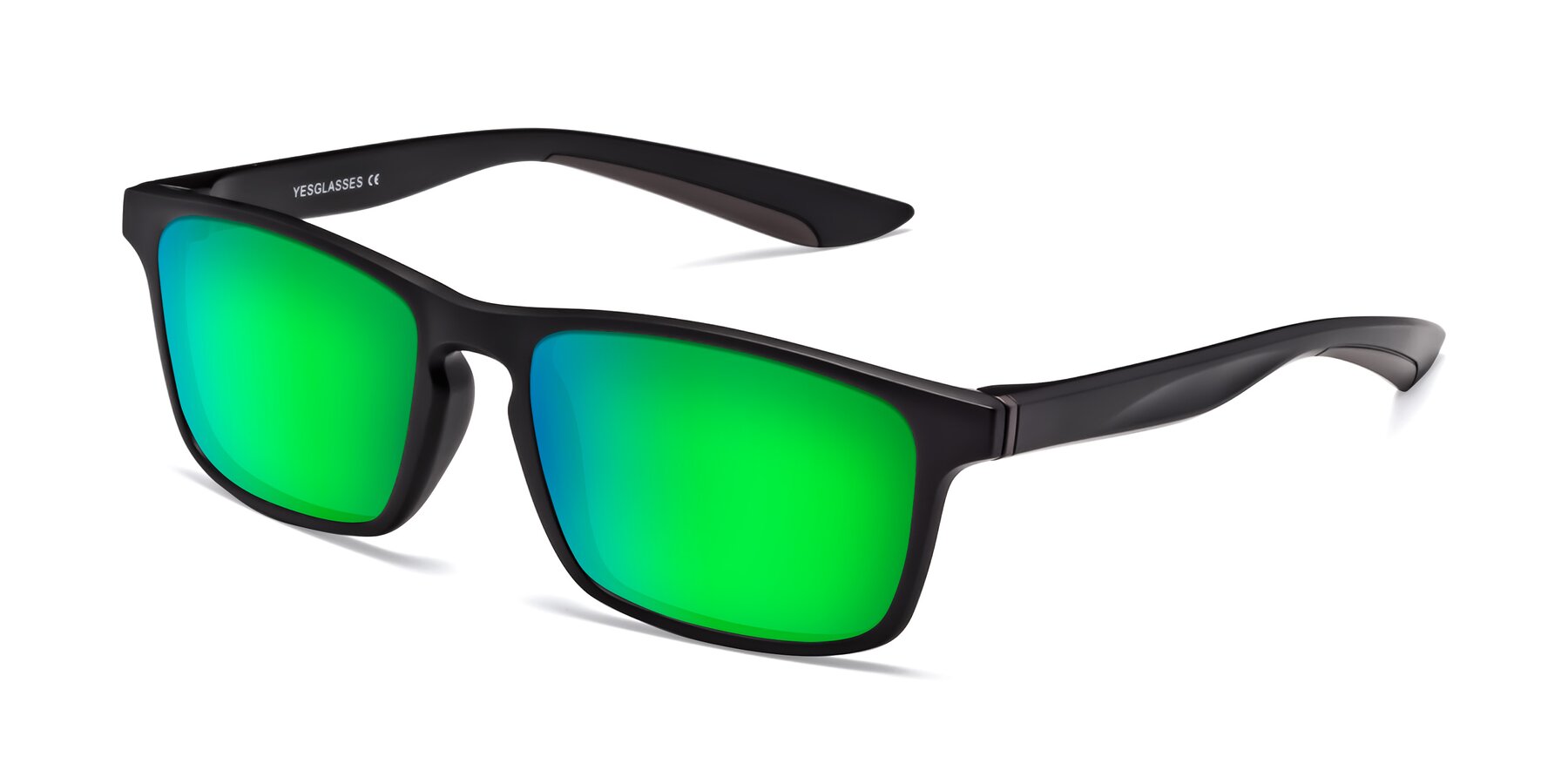 Angle of Passion in Matte Black-Coffee with Green Mirrored Lenses