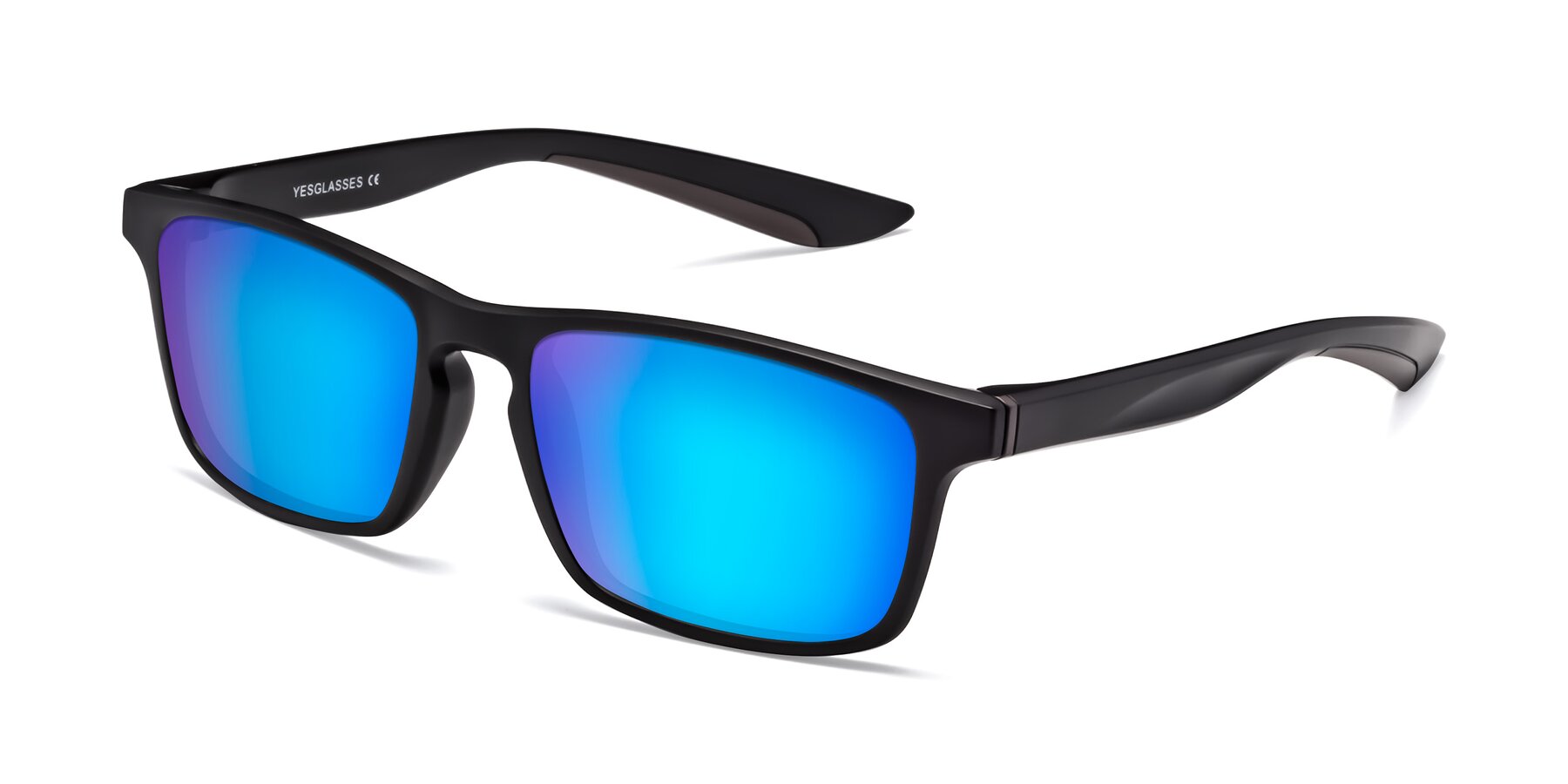 Angle of Passion in Matte Black-Coffee with Blue Mirrored Lenses