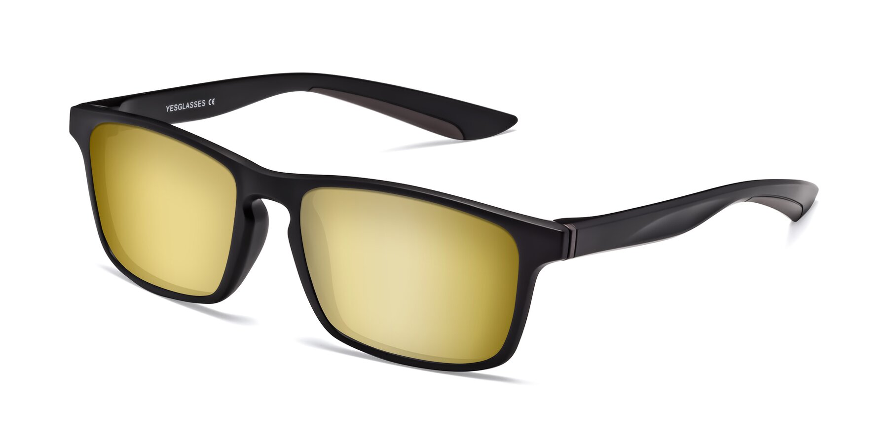 Angle of Passion in Matte Black-Coffee with Gold Mirrored Lenses