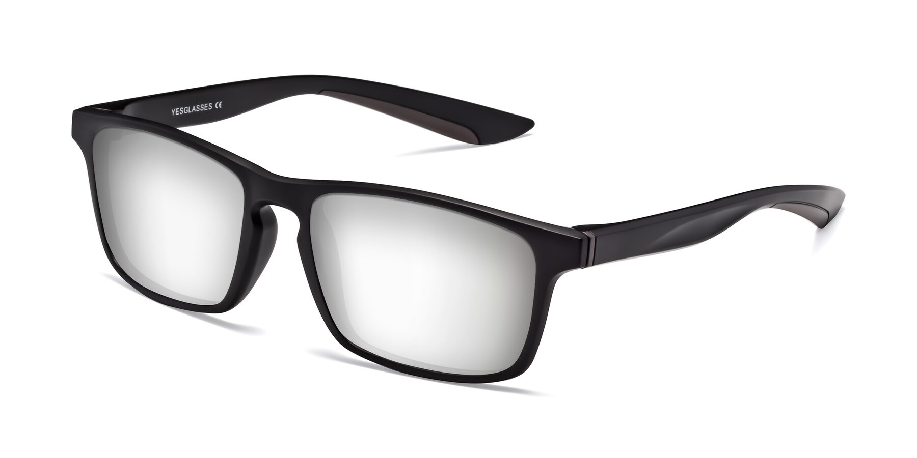 Angle of Passion in Matte Black-Coffee with Silver Mirrored Lenses