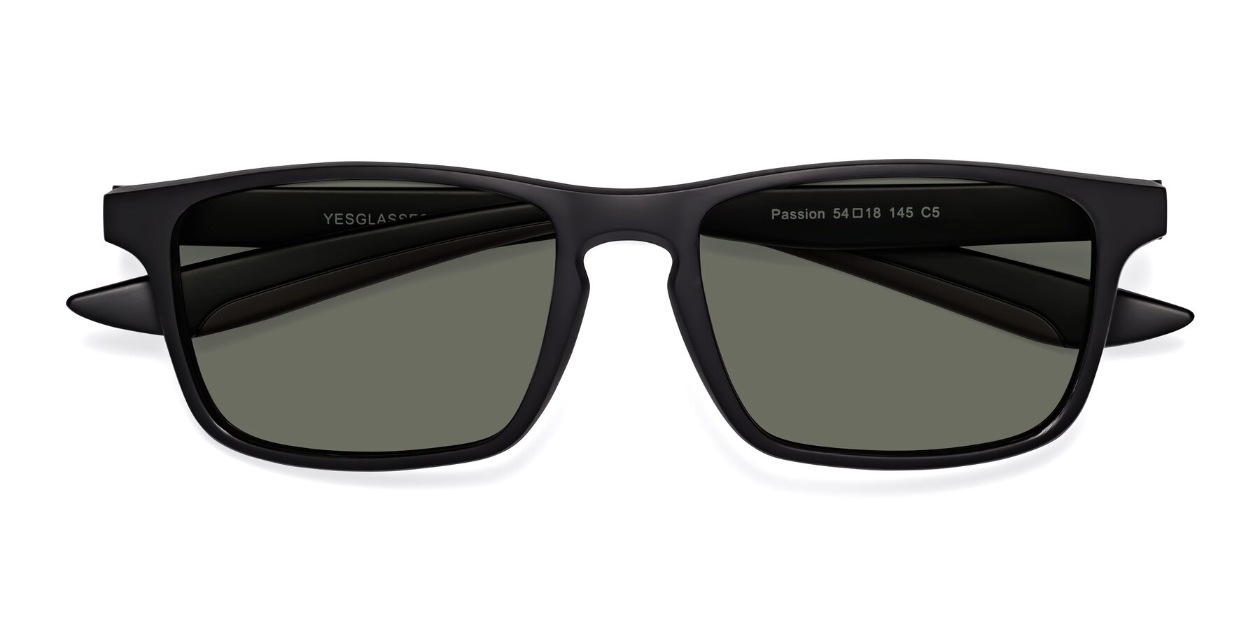 Folded Front of Passion in Matte Black-Coffee with Gray Polarized Lenses