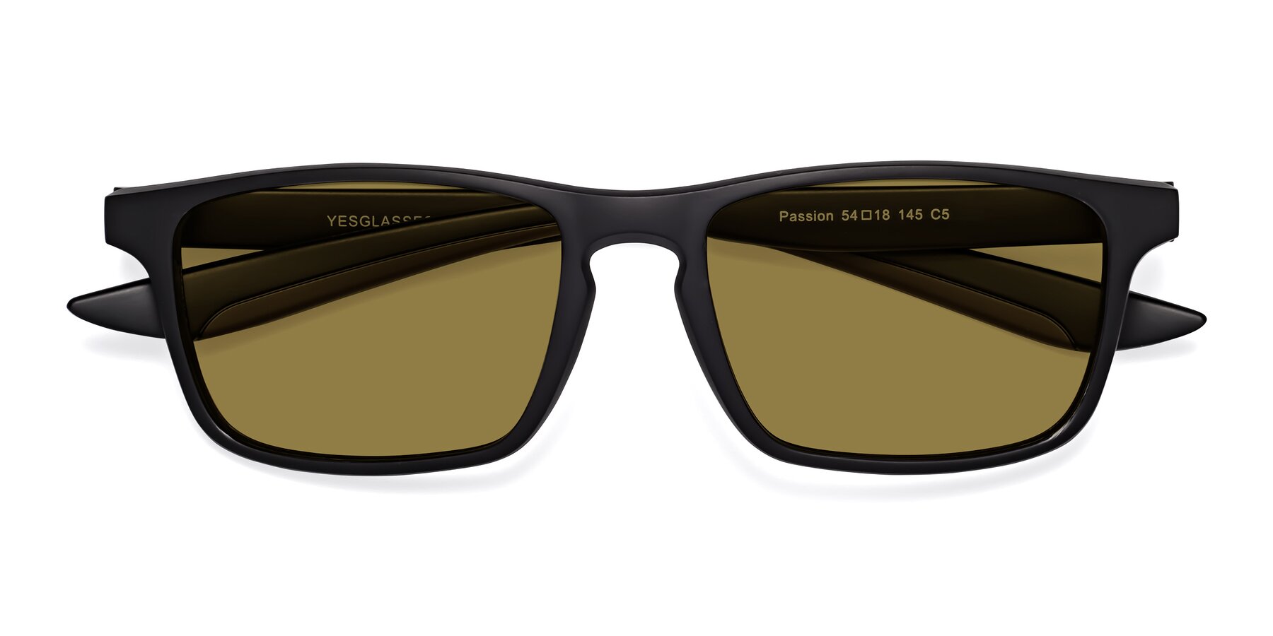 Folded Front of Passion in Matte Black-Coffee with Brown Polarized Lenses