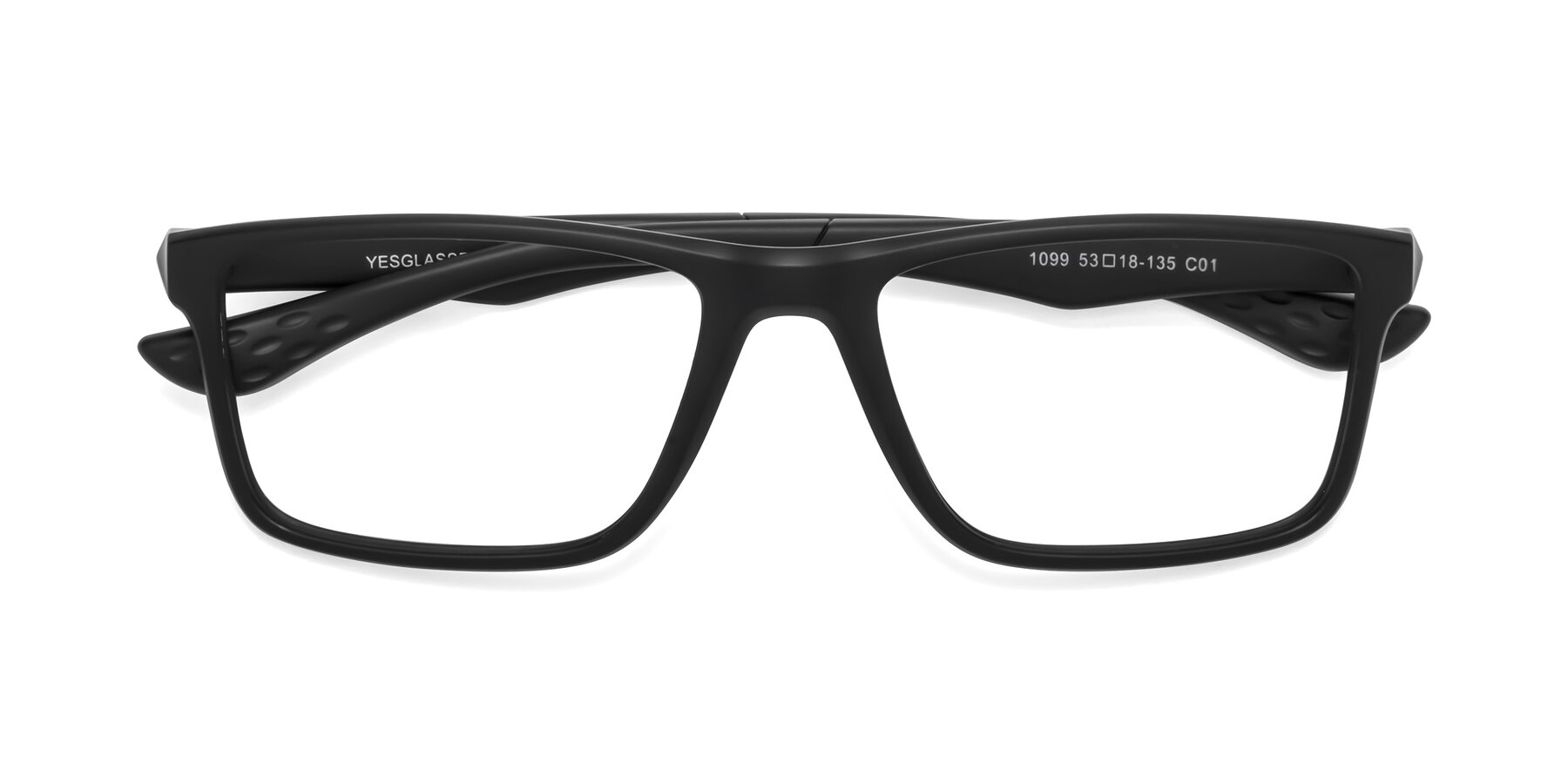 Folded Front of Engineer in Matte Black with Clear Eyeglass Lenses