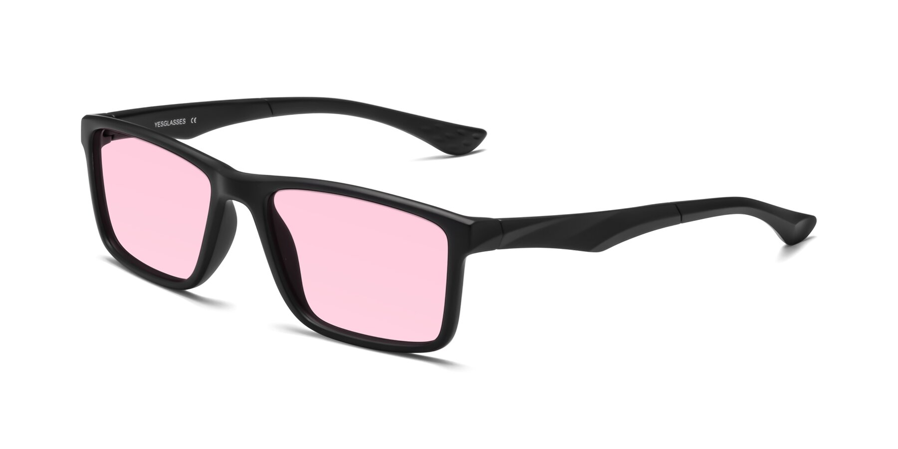 Angle of Engineer in Matte Black with Light Pink Tinted Lenses