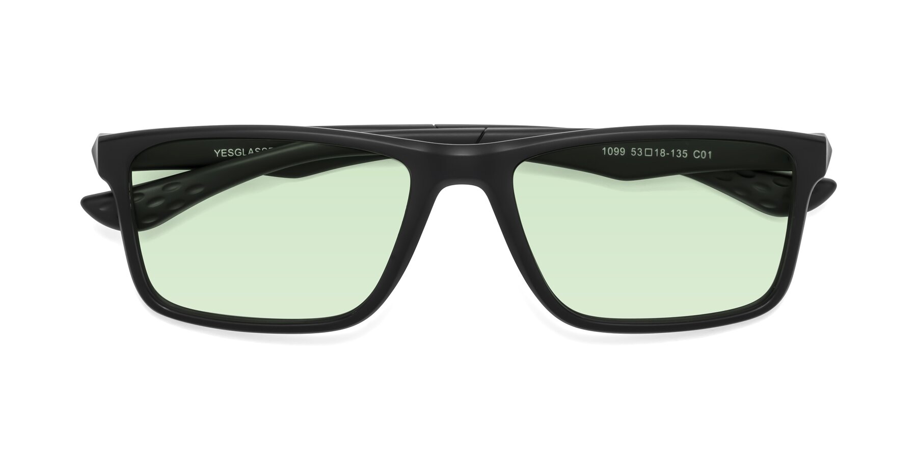 Folded Front of Engineer in Matte Black with Light Green Tinted Lenses