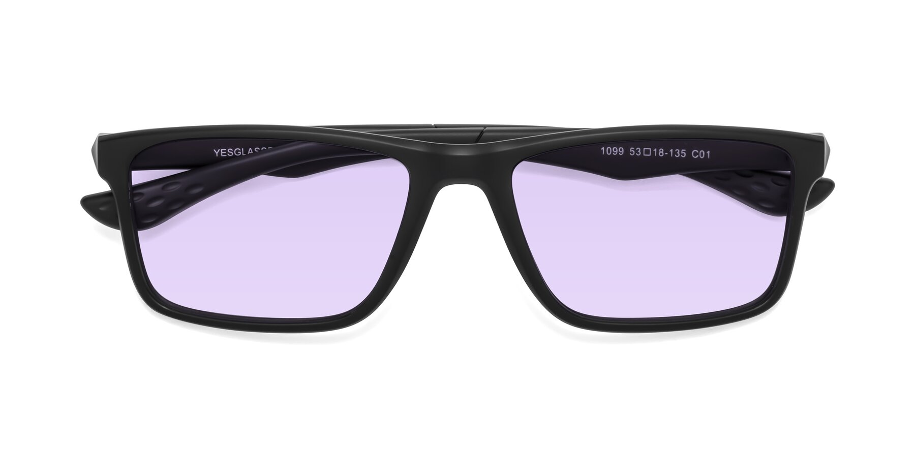 Folded Front of Engineer in Matte Black with Light Purple Tinted Lenses