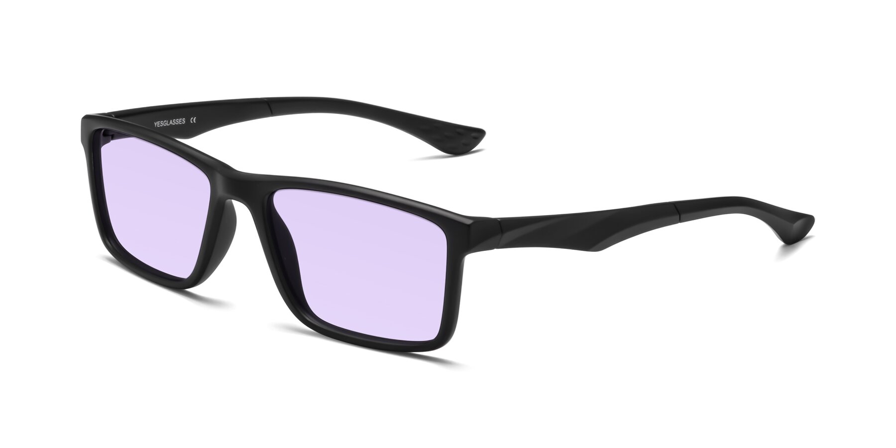 Angle of Engineer in Matte Black with Light Purple Tinted Lenses