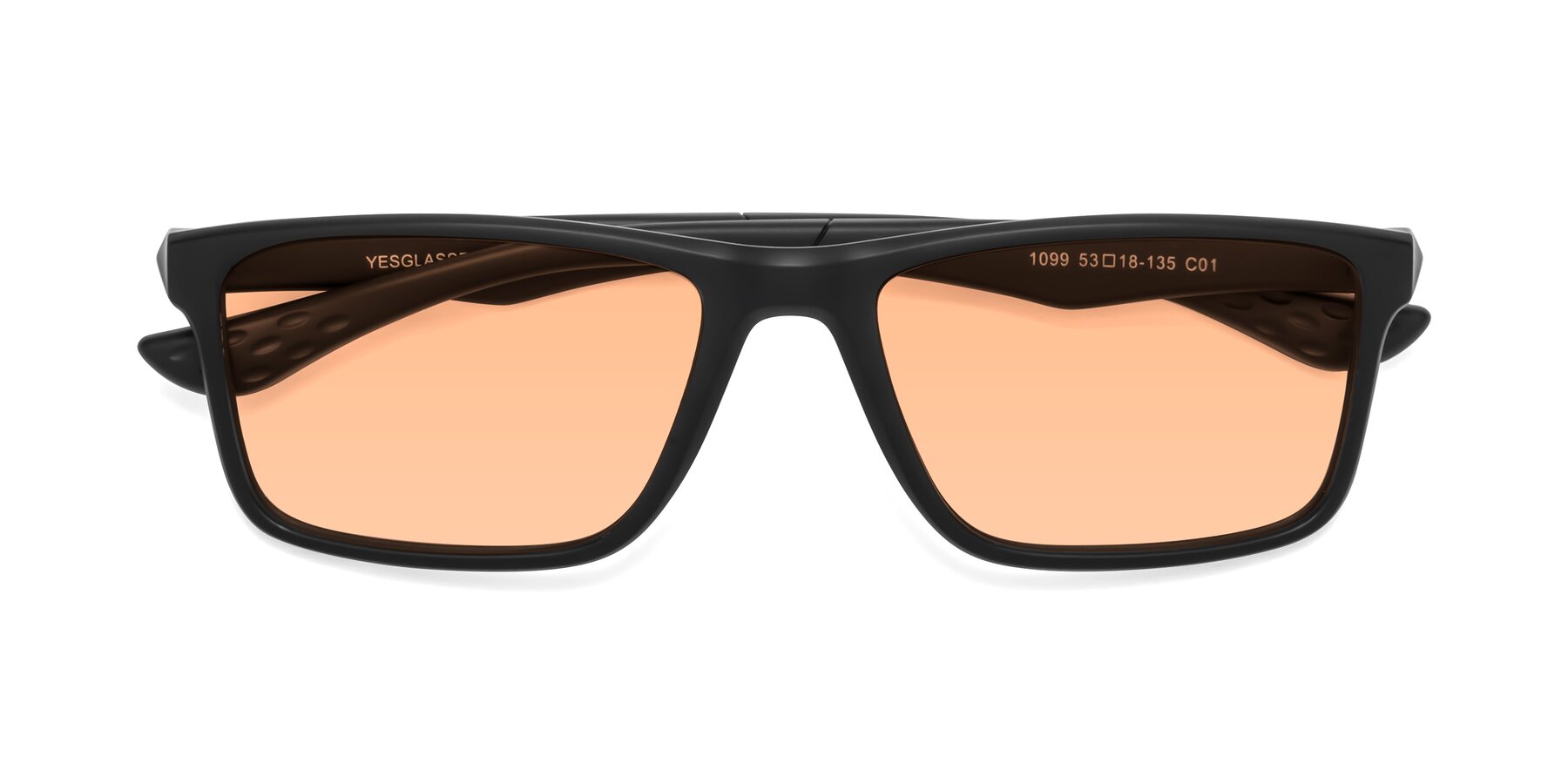 Folded Front of Engineer in Matte Black with Light Orange Tinted Lenses