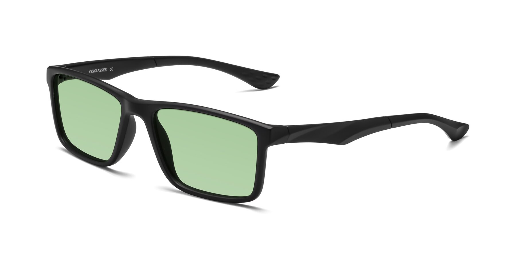 Angle of Engineer in Matte Black with Medium Green Tinted Lenses