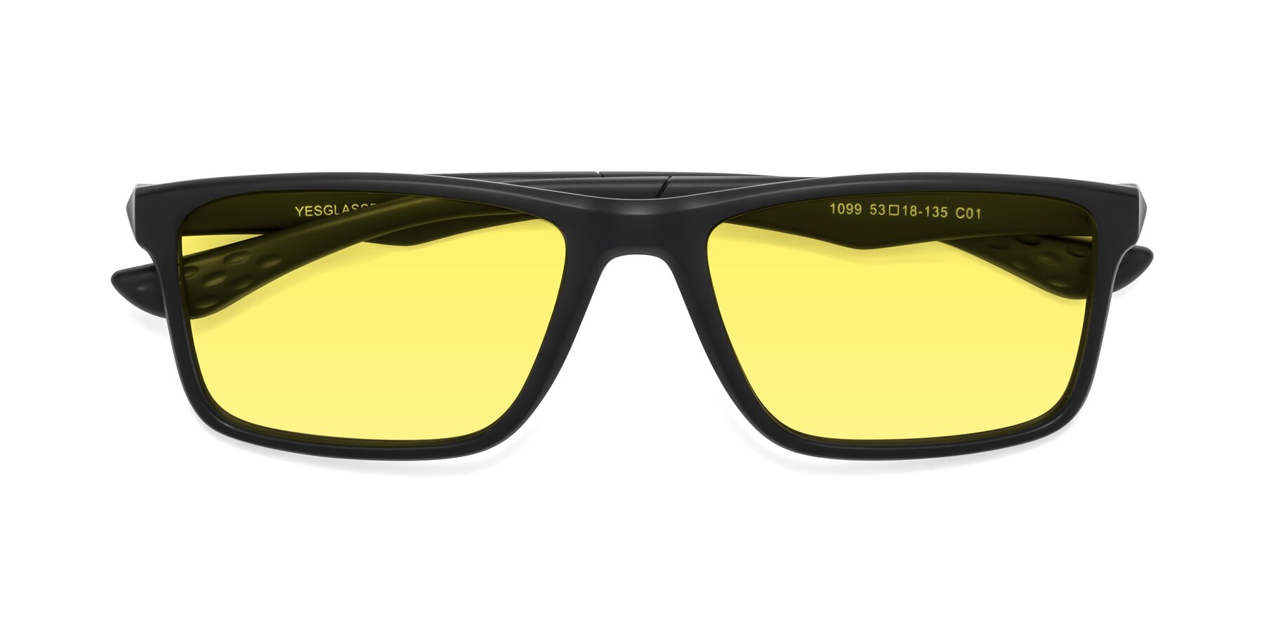 Folded Front of Engineer in Matte Black with Medium Yellow Tinted Lenses