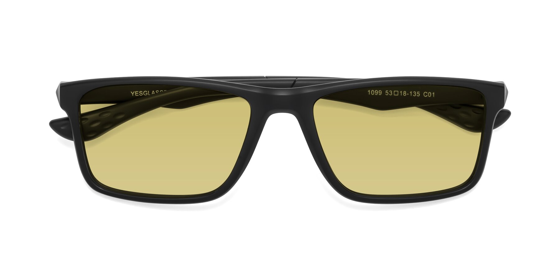 Folded Front of Engineer in Matte Black with Medium Champagne Tinted Lenses