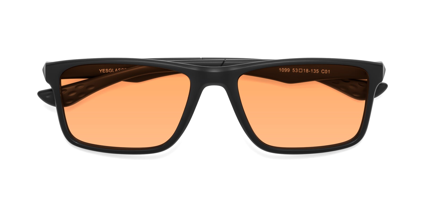 Folded Front of Engineer in Matte Black with Medium Orange Tinted Lenses