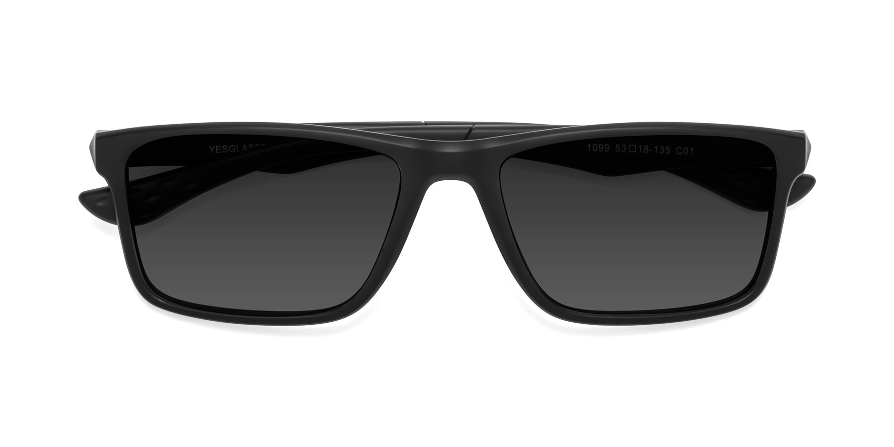 Folded Front of Engineer in Matte Black with Gray Tinted Lenses