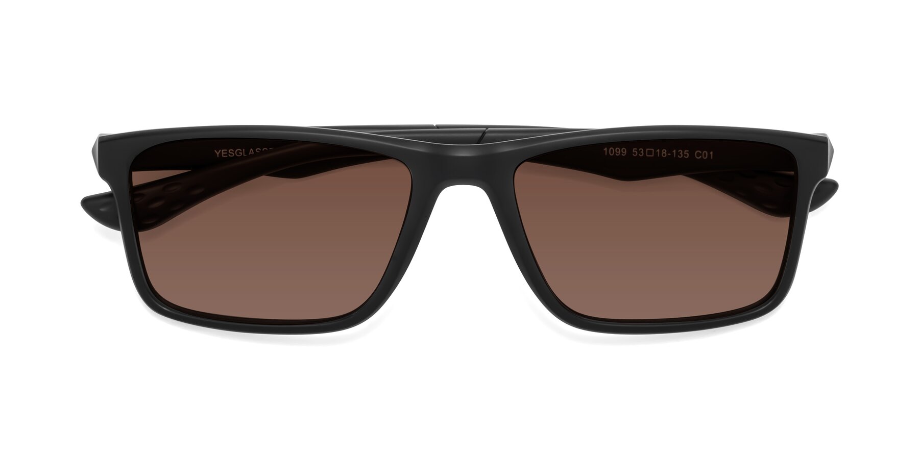 Folded Front of Engineer in Matte Black with Brown Tinted Lenses