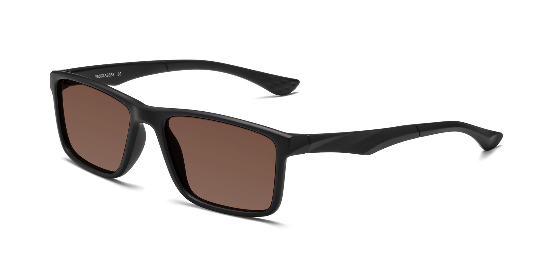 Angle of Engineer in Matte Black with Brown Tinted Lenses