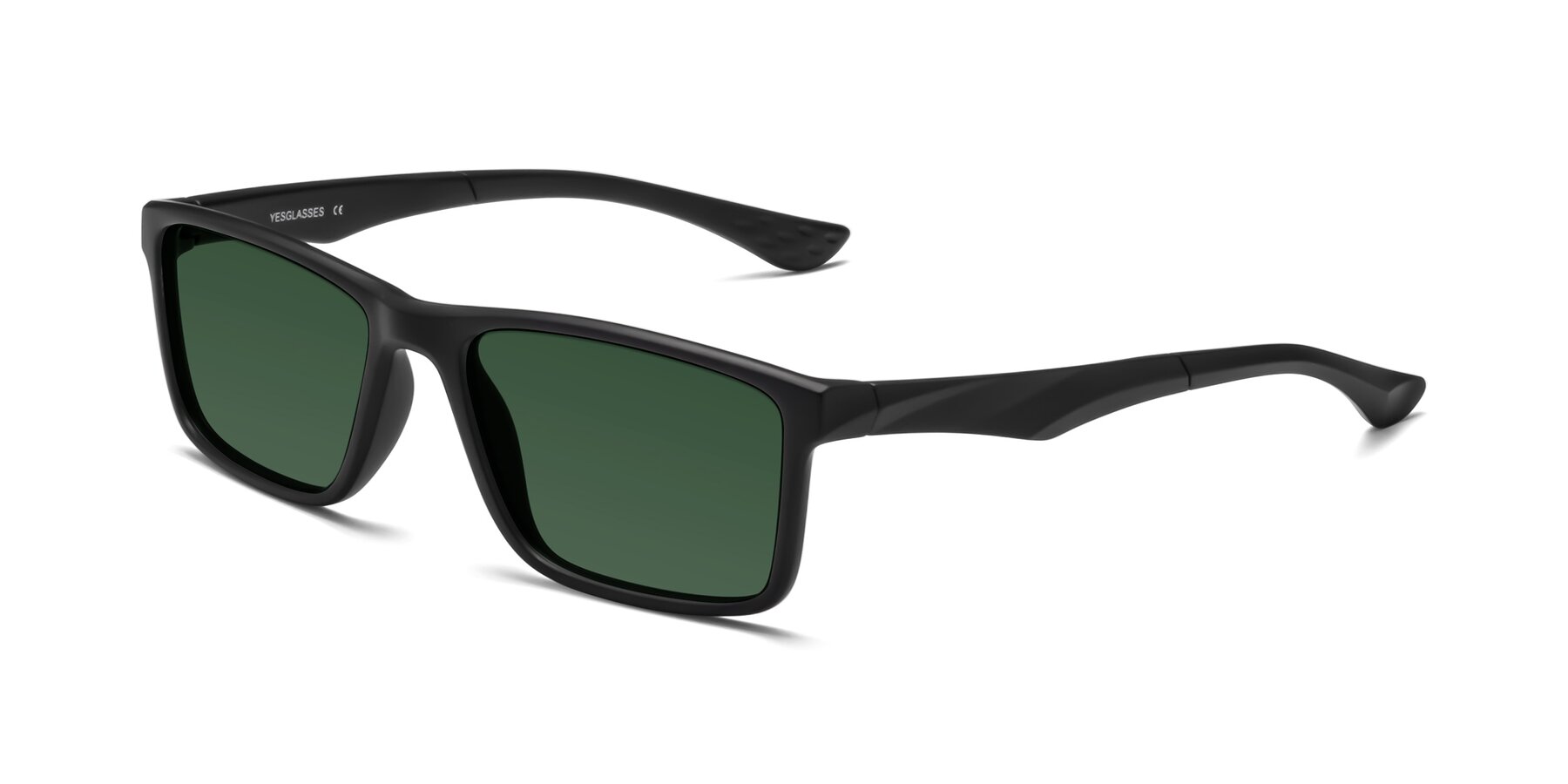 Angle of Engineer in Matte Black with Green Tinted Lenses