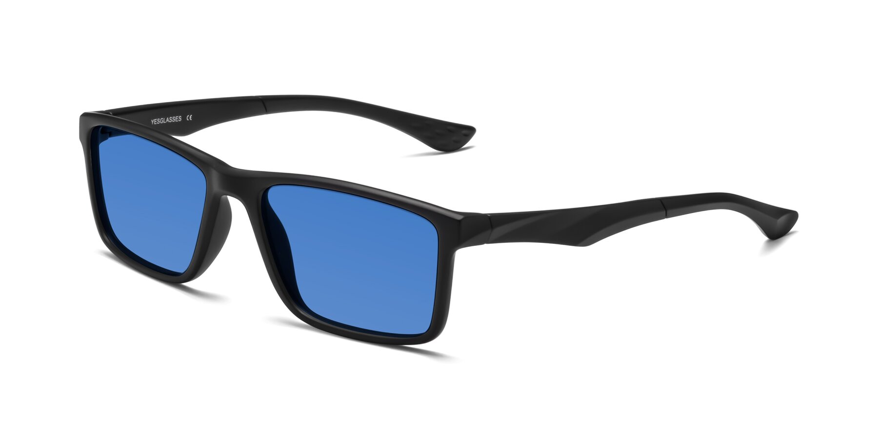 Angle of Engineer in Matte Black with Blue Tinted Lenses