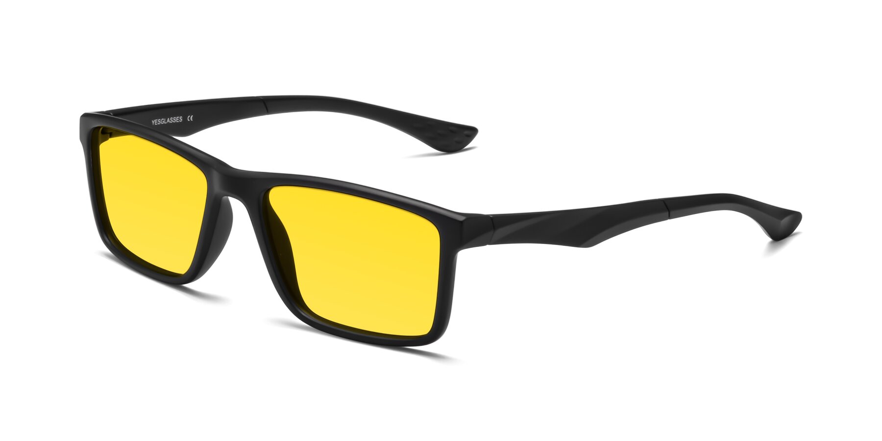 Angle of Engineer in Matte Black with Yellow Tinted Lenses
