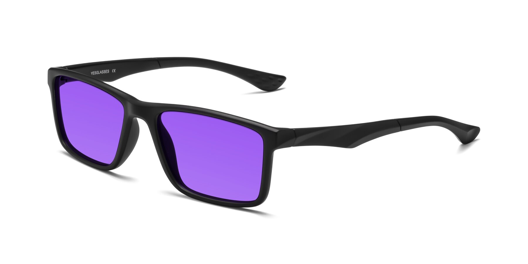 Angle of Engineer in Matte Black with Purple Tinted Lenses