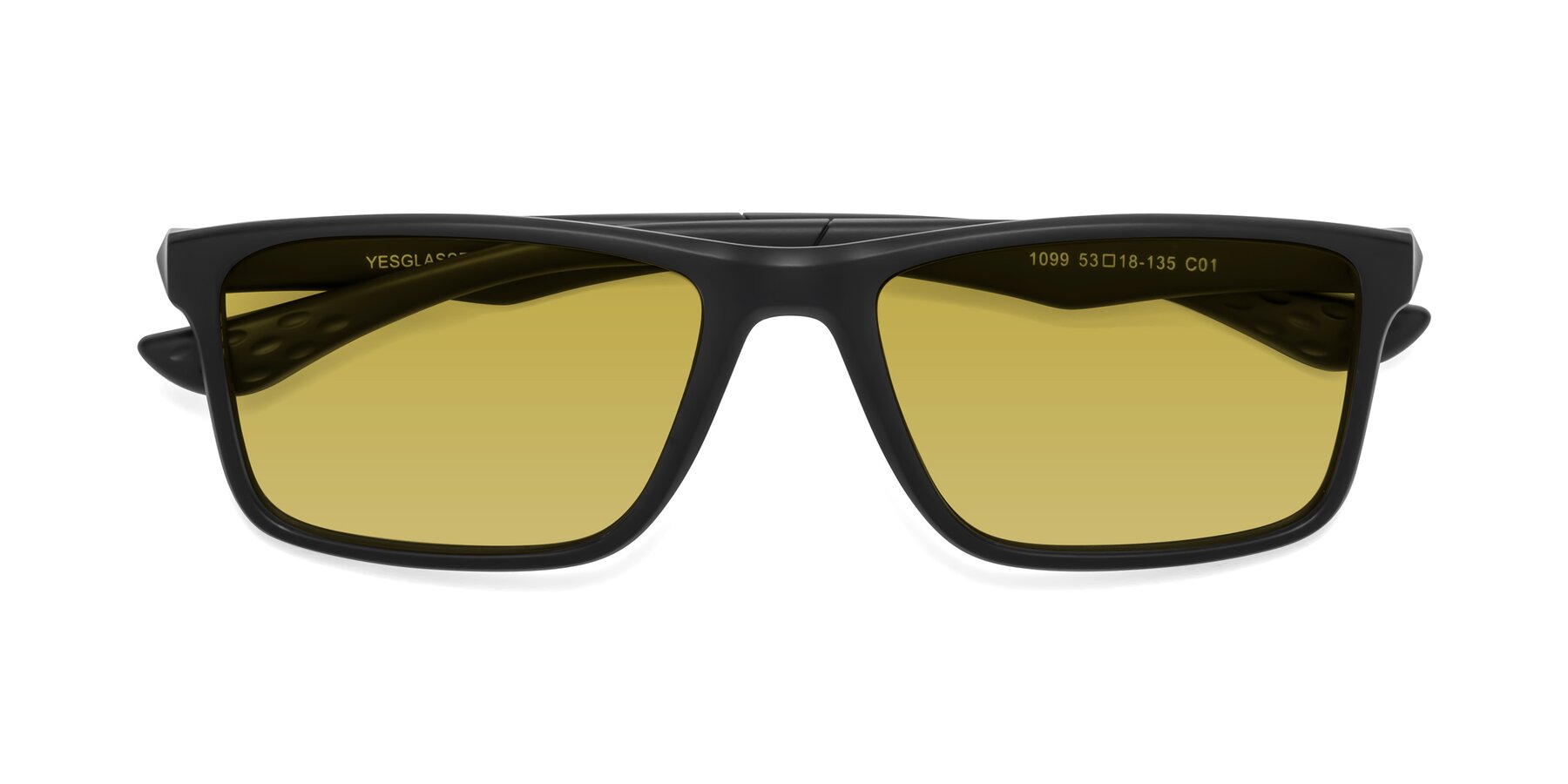Folded Front of Engineer in Matte Black with Champagne Tinted Lenses