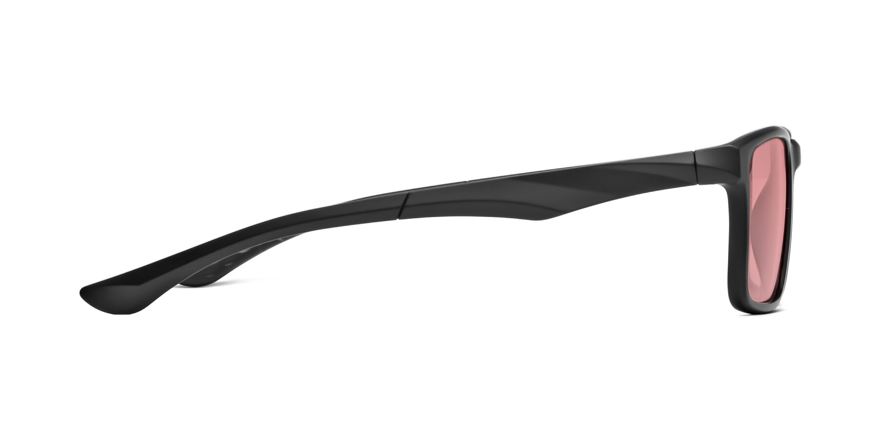 Side of Engineer in Matte Black with Medium Garnet Tinted Lenses