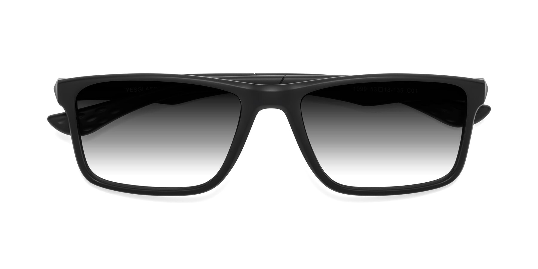 Folded Front of Engineer in Matte Black with Gray Gradient Lenses
