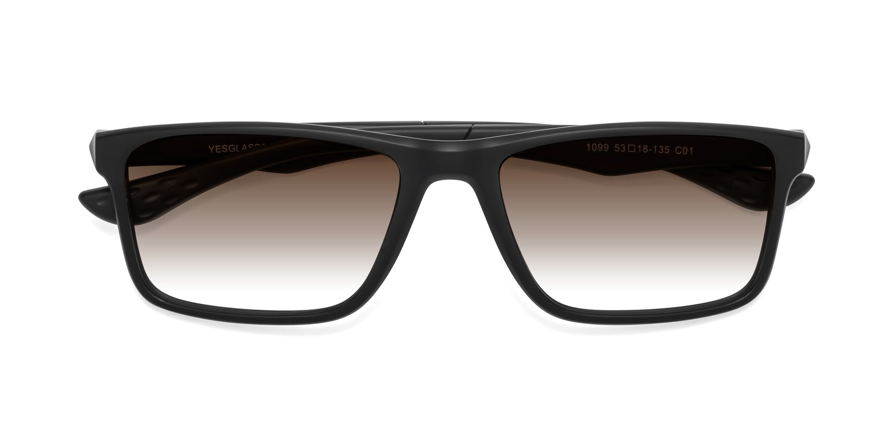 Folded Front of Engineer in Matte Black with Brown Gradient Lenses
