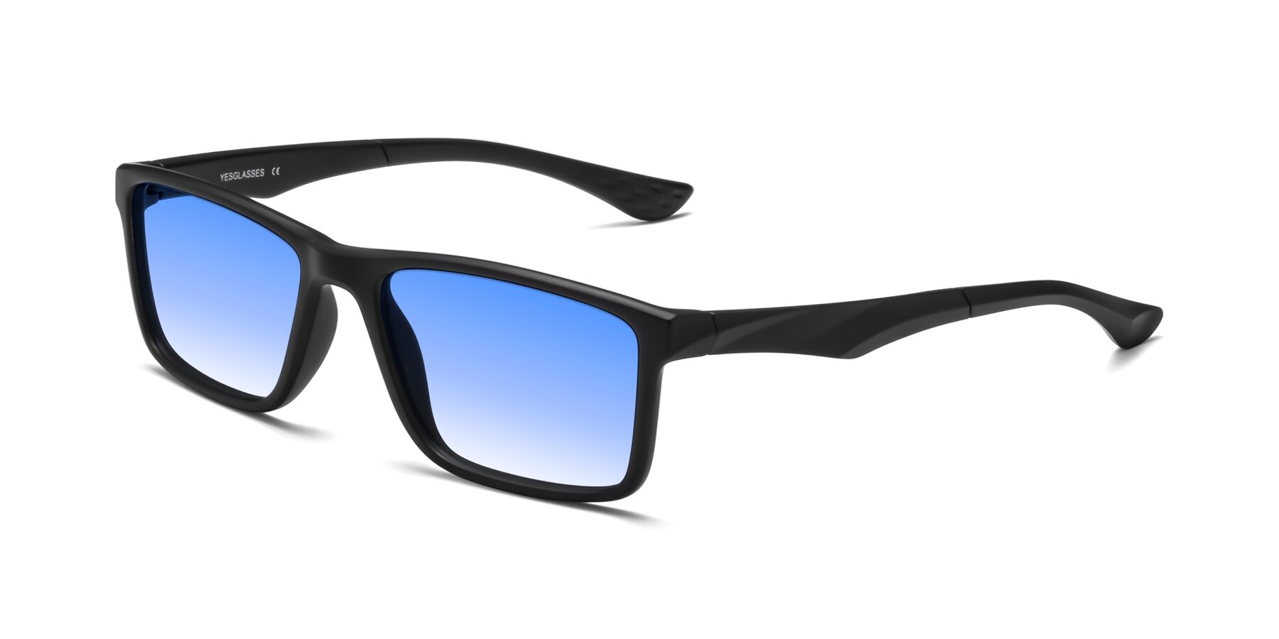 Angle of Engineer in Matte Black with Blue Gradient Lenses