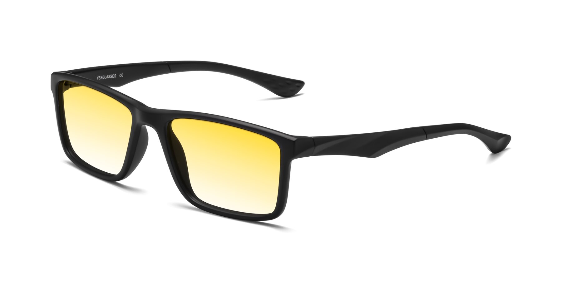 Angle of Engineer in Matte Black with Yellow Gradient Lenses