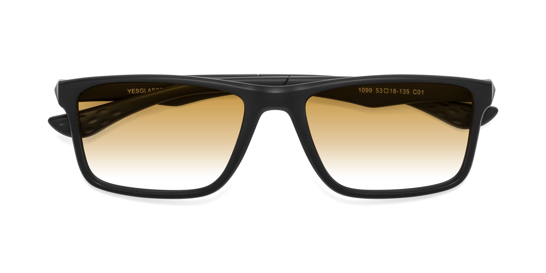 Folded Front of Engineer in Matte Black with Champagne Gradient Lenses