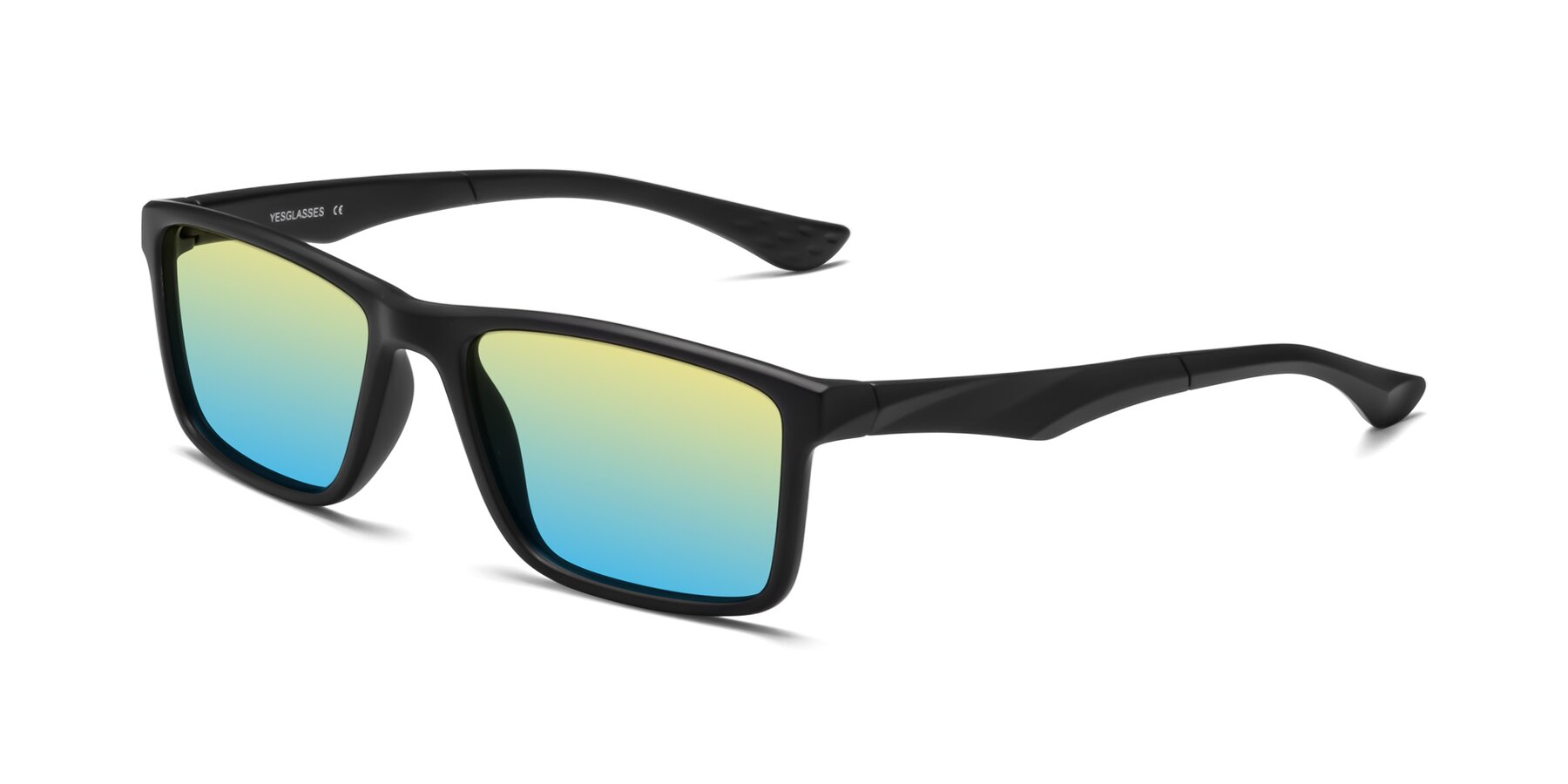 Angle of Engineer in Matte Black with Yellow / Blue Gradient Lenses