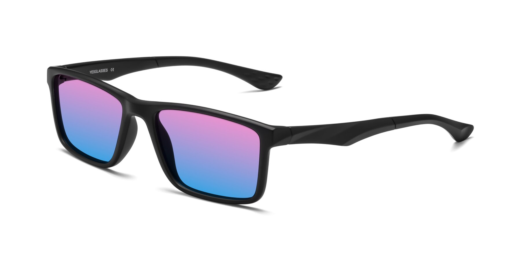 Angle of Engineer in Matte Black with Pink / Blue Gradient Lenses