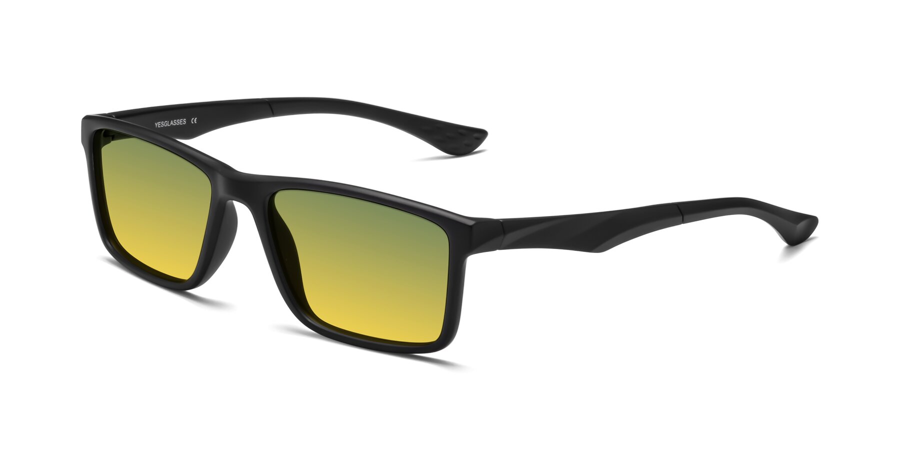 Angle of Engineer in Matte Black with Green / Yellow Gradient Lenses
