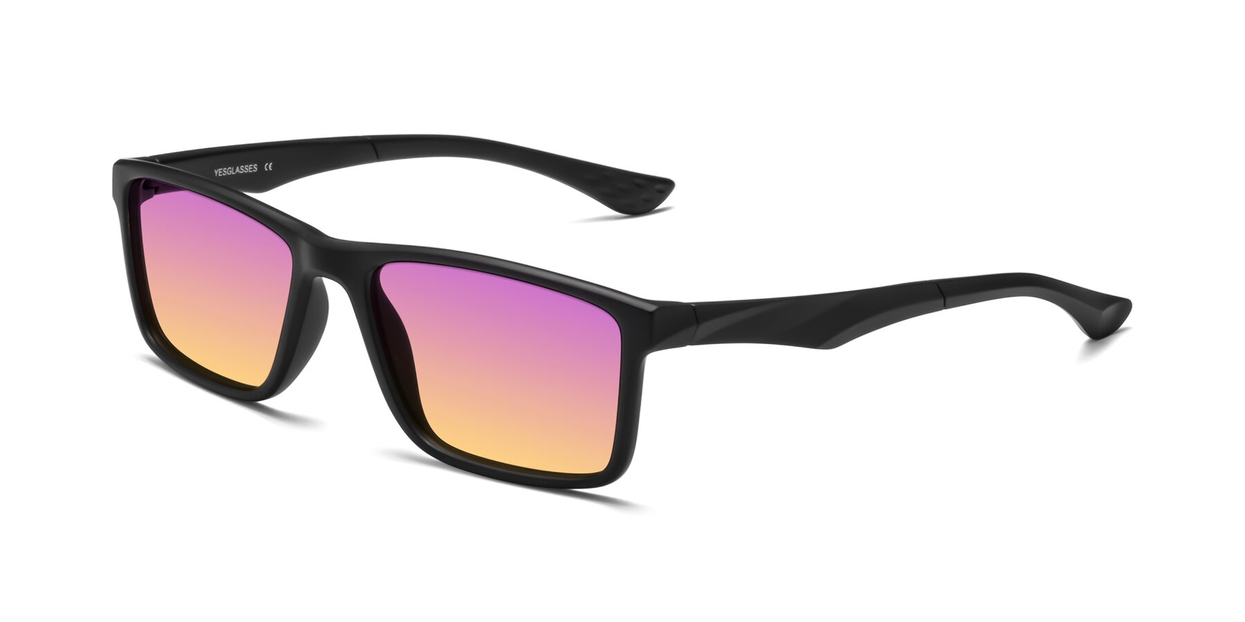 Angle of Engineer in Matte Black with Purple / Yellow Gradient Lenses