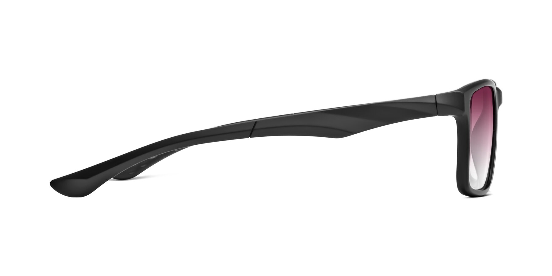 Side of Engineer in Matte Black with Wine Gradient Lenses