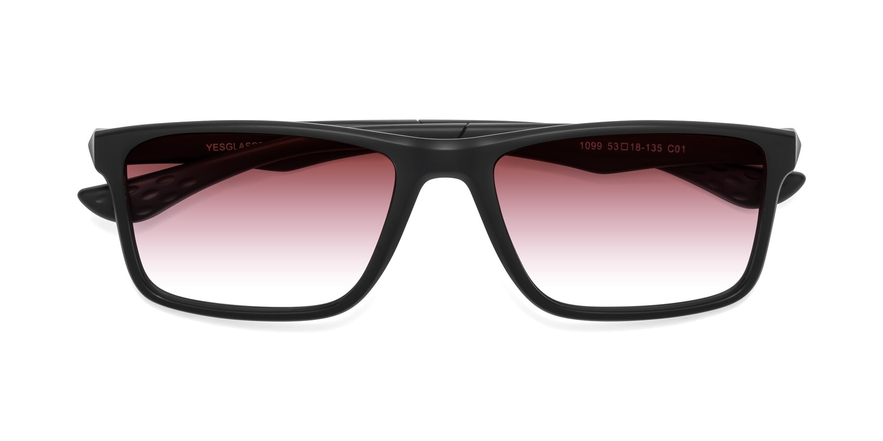 Folded Front of Engineer in Matte Black with Garnet Gradient Lenses