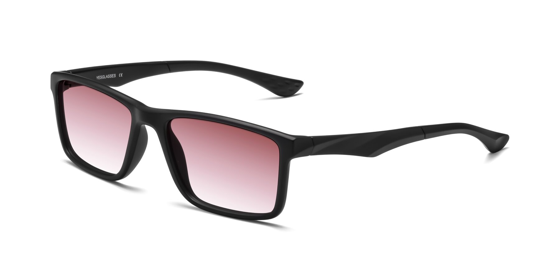 Angle of Engineer in Matte Black with Garnet Gradient Lenses