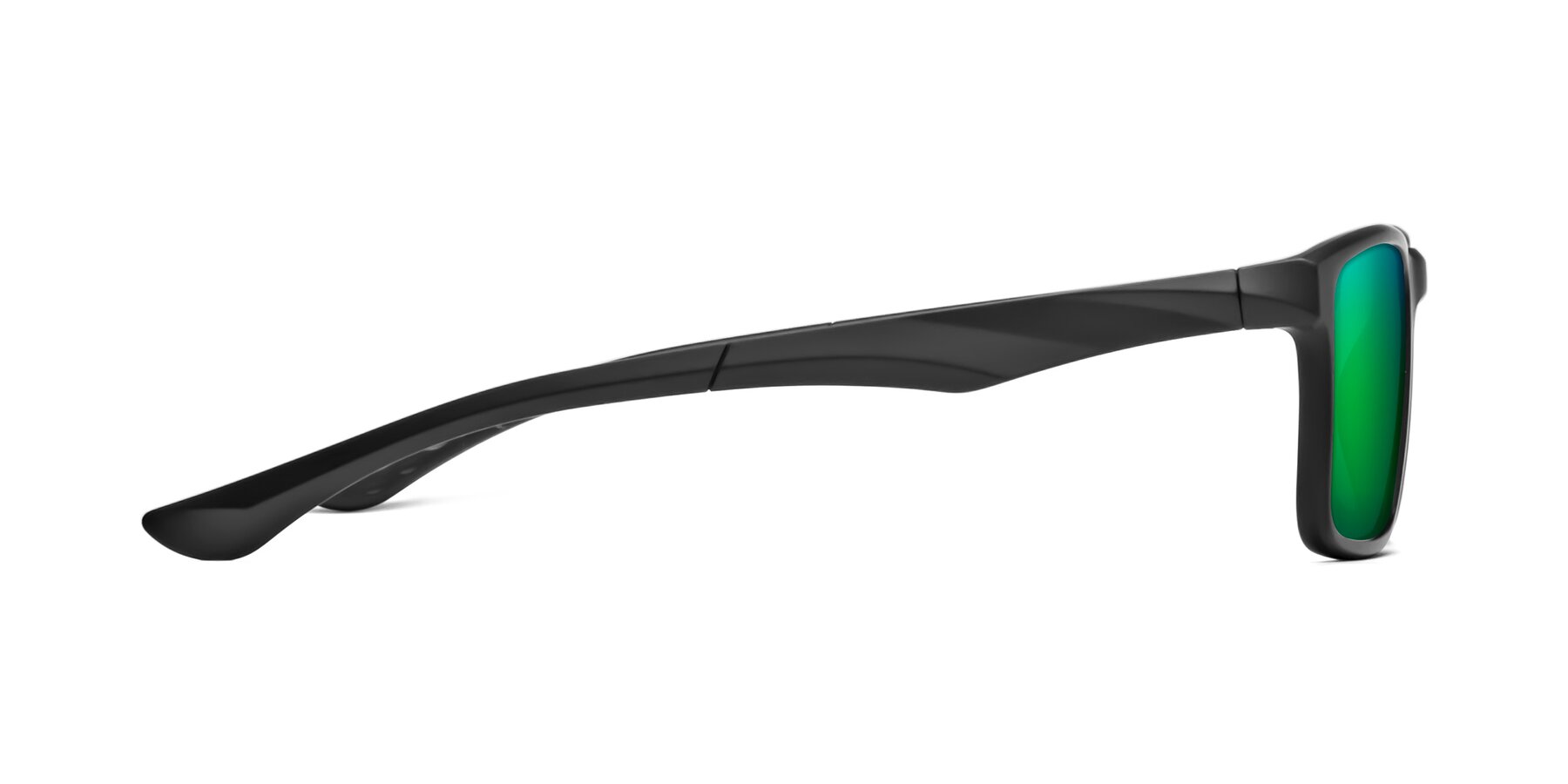 Side of Engineer in Matte Black with Green Mirrored Lenses