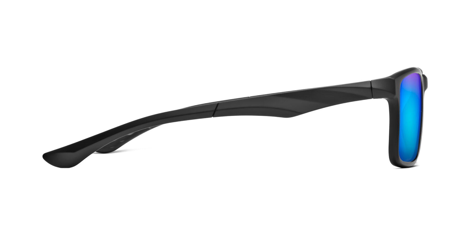Side of Engineer in Matte Black with Blue Mirrored Lenses
