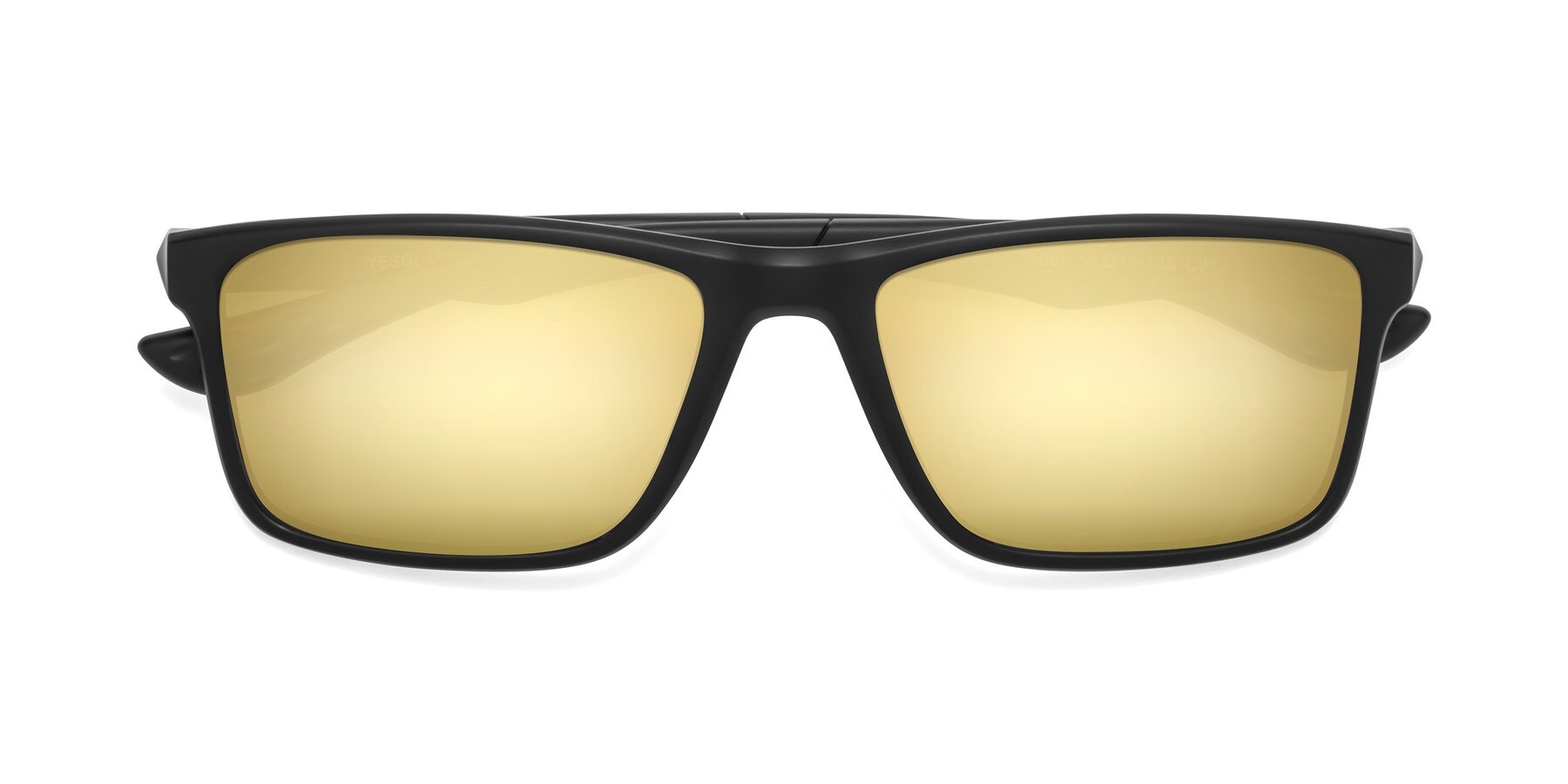 Folded Front of Engineer in Matte Black with Gold Mirrored Lenses